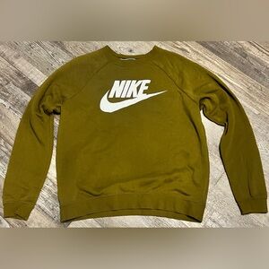 Women's Nike Big Logo Crew Neck Sweatshirt Olive Green- Medium